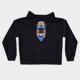 Pug Dog American Kids Hoodie